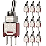 DIYhz 10Pcs AC 250V/1.5A 120V/3A ON/ON 2 Position 3