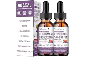 MULITTEA Glucosamine Chondroitin MSM Liquid Drops-w/Elderberry, Boswelia &Hyaluronic Acid-Extra Strength Joint Support Supplement for Mobility, Flexibility & Bones,High Absorption,60ml (2 fl oz)