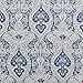 jinchan Linen Valance Curtain Tie Up Blue Valance for Kitchen Windows Vintage Floral Damask Printed Drapes with Adjustable Tie Medallion Small Window Curtain Rod Pocket 20 Inch Long One Panel