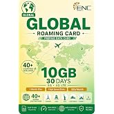 ENC Mobile International SIM Card: Prepaid Data Only 10GB/30Days 5G/4G LTE | Unlimited Data at Reduced Speed - 3 in 1 Travel SIM Card for Europe/Turkey/New Zealand/US &amp; 40+ Global Destinations
