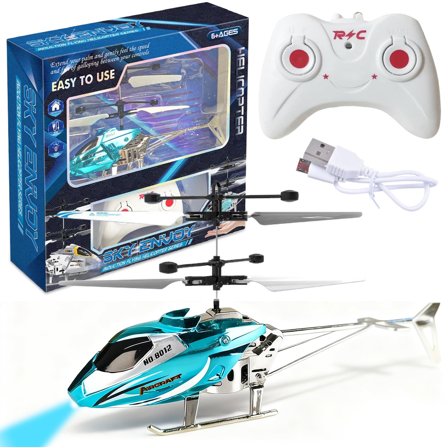 Spiritzohic Remote Control Helicopter, Aircraft Model Toys RC Helicopters Toy Radio Controlled Aircraft Indoor Toy RC Flying Toys Gift for Birthday, Christmas(Blue)