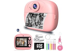 AIACMEA Kids Camera Instant Print, 40MP Dual-Lens Digital Camera for Kids Christmas Birthday Gifts, 1080P Toddler Selfie Cameras with 32GB SD Card, Instant Print Camera Toys for Girls Boys 3-12 Years Old