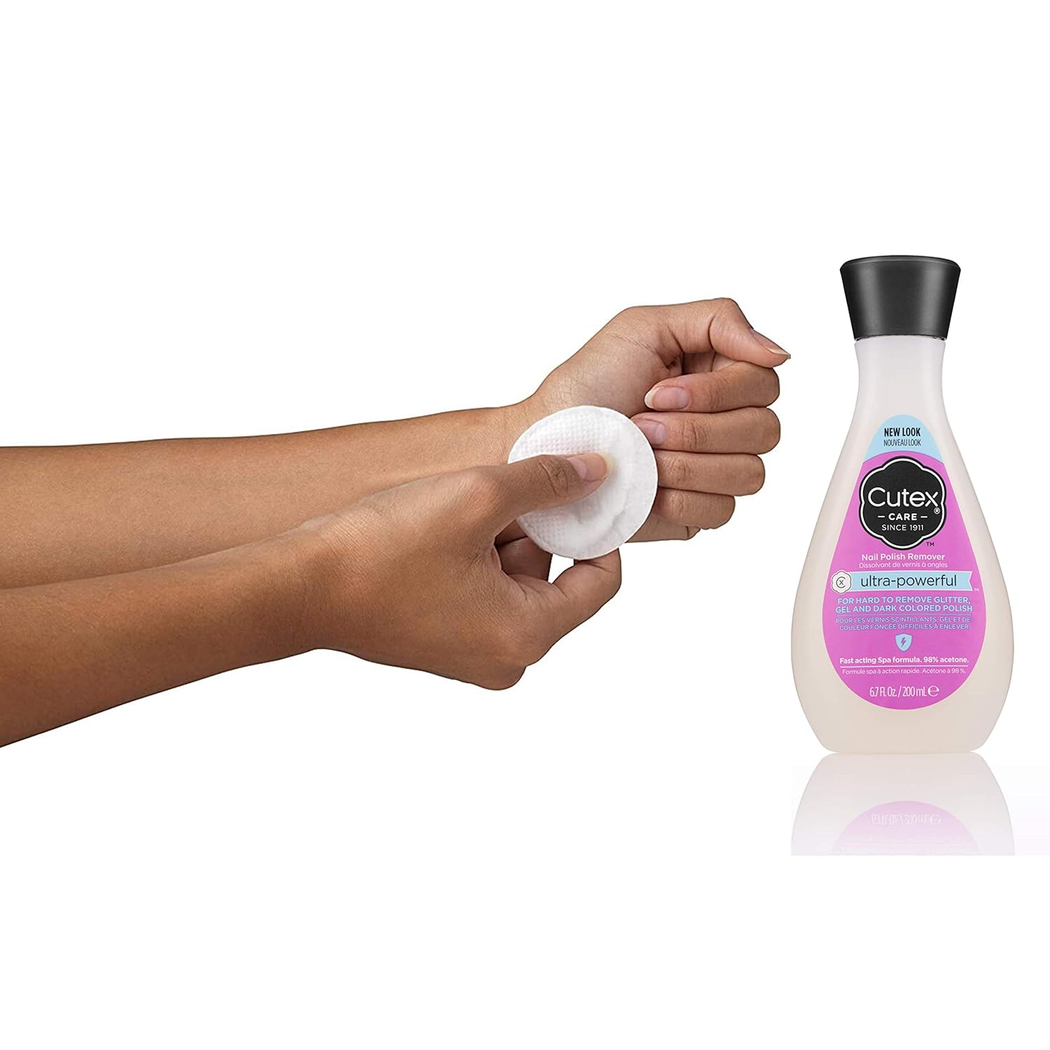 Cutex Ultra-Powerful Nail Polish Remover for Gel, Glitter, and Dark Colored Paints, Paraben Free, 6.76 fl oz : Beauty