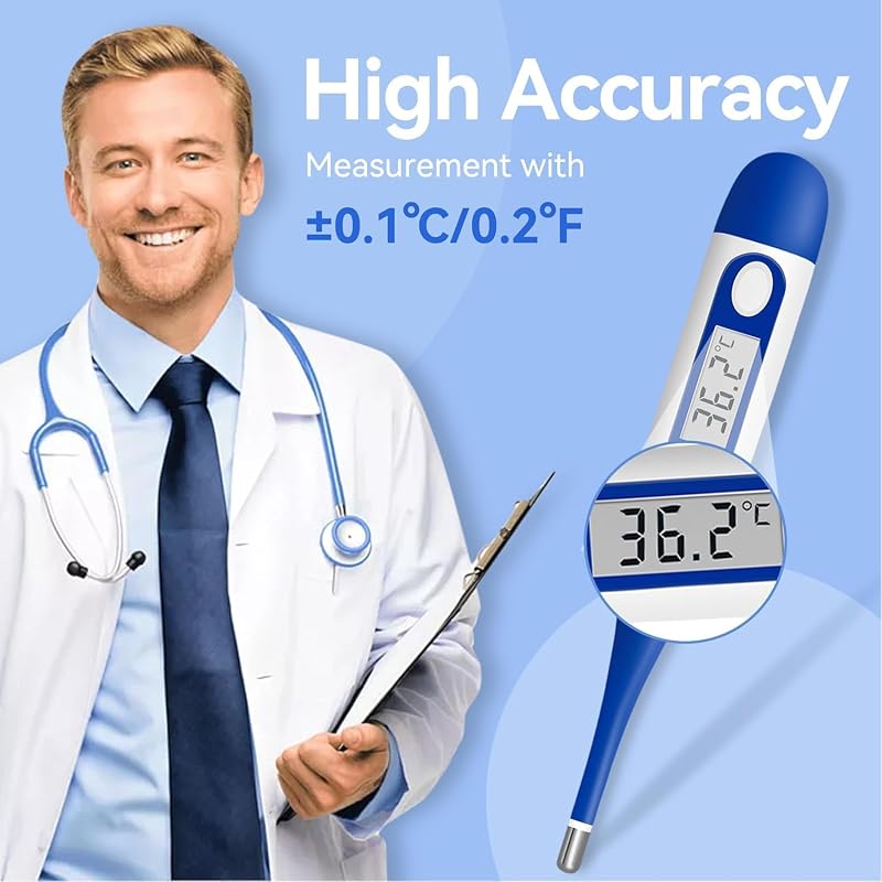 Flexibles digitales Thermometer für Erwachsene und Kinder, Mund- und Unterarmthermometer, wasserdichtes medizinisches Thermometer
