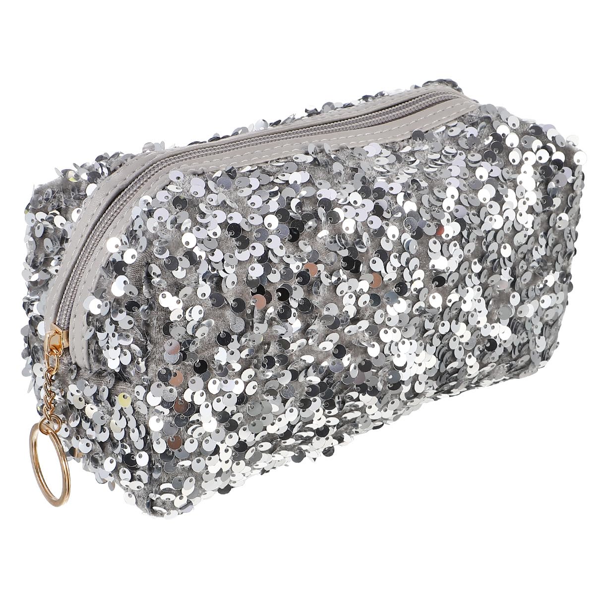 VALICLUD Sequin Makeup Bag 7.48 Inch Portable Cosmetic Organizer Travel Toiletry Pouch Lightweight Square Storage Bag for Women