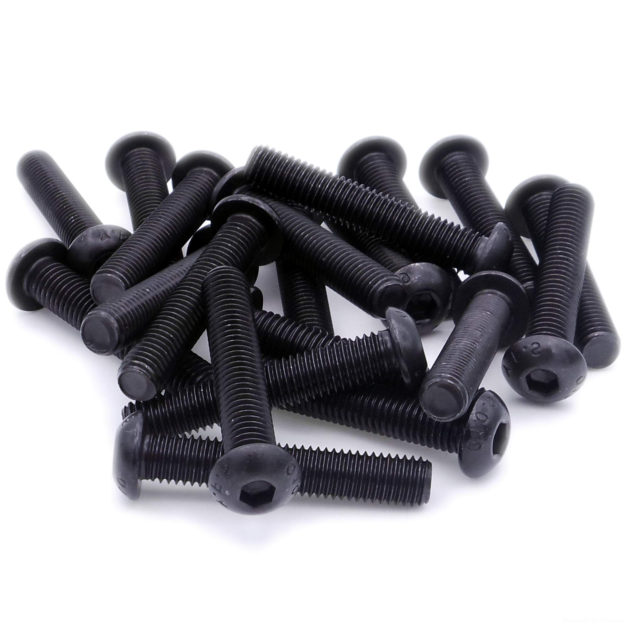 M10 (10mm x 16mm) Hex Socket Button Machine Screw (Bolt) - Black Steel (Pack of 10)