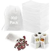 Mkobon 300 Pcs Disposable Empty Tea Bags for Loose Leaf Tea | 3.54" x 2.75", Food-grade, with Drawstring, Safe for Hot Water 