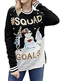 Love Needs Women Sequin Squad Goals Christmas Cool Reindeer Snowman Christmas Sweater