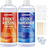 JANCHUN Epoxy Resin Kit 32oz, Bubble Free Crystal Clear Resin | Anti-Yellowing Self Leveling Easy Mix 1:1 Coating and Casting
