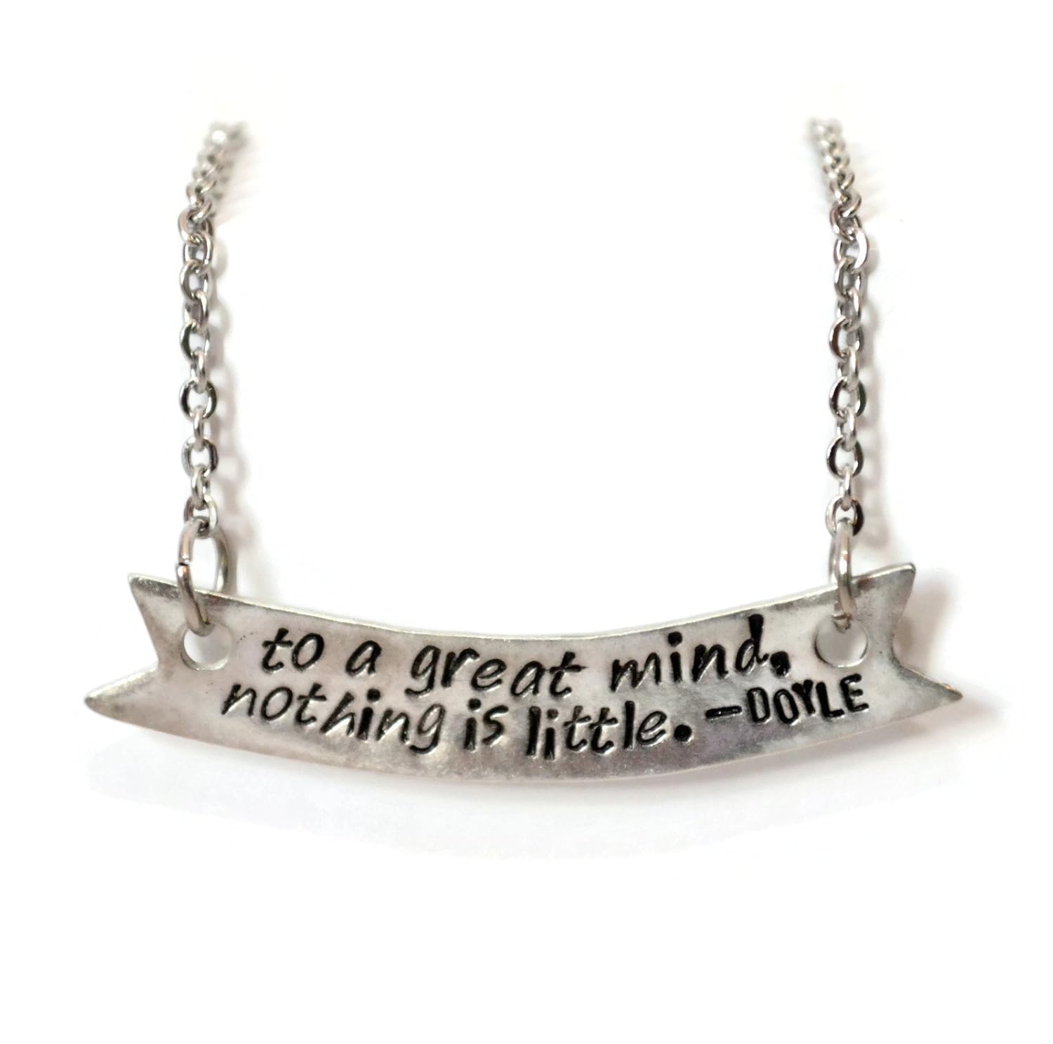 Amazon Com Custom Book Quote Metal Stamped Pewter Banner Necklace