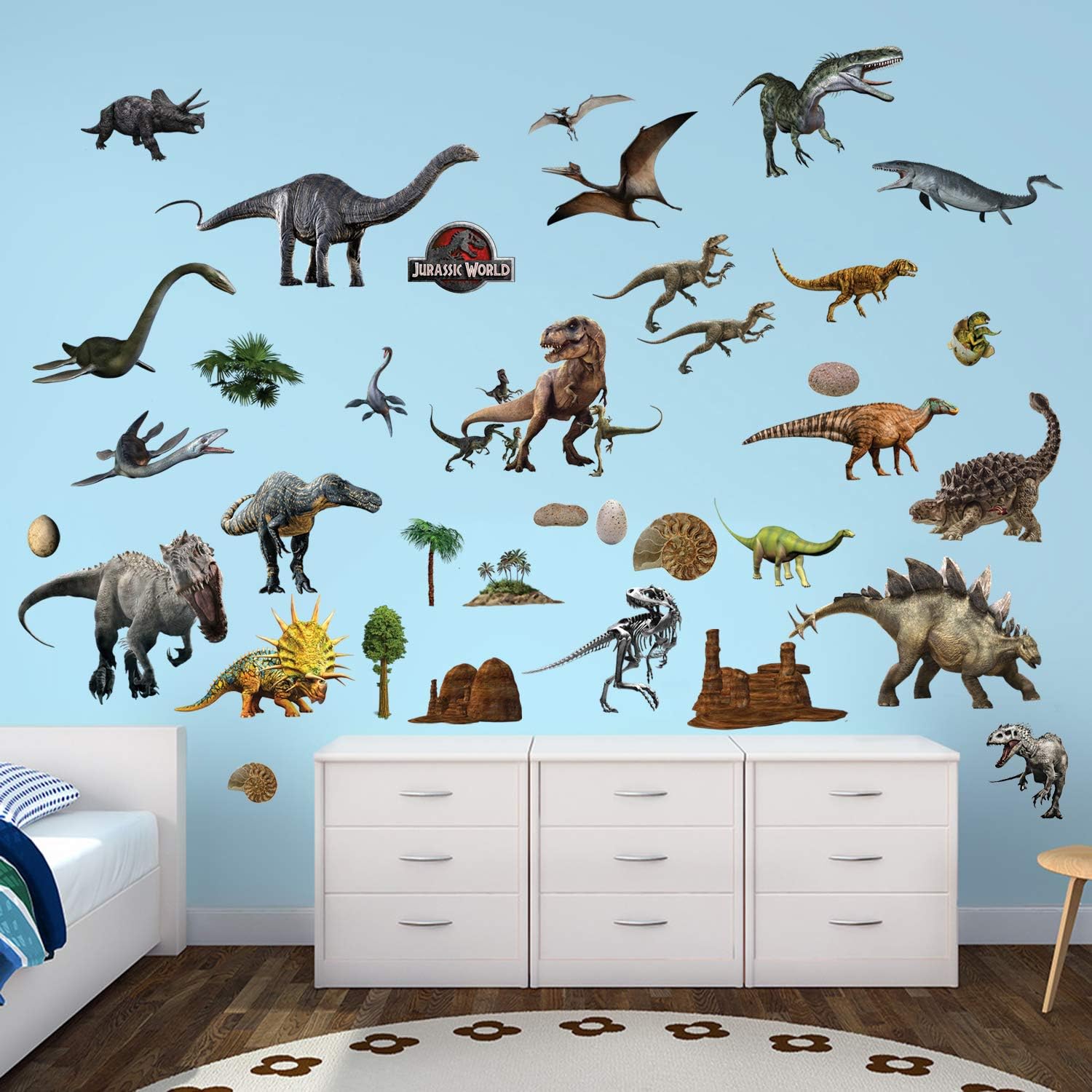 Dinosaur Wall Decal Stickers for Bedroom Boys Girls, White, large - Image 5
