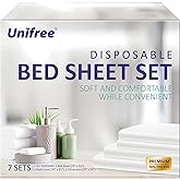 UNIFREE 7 Sets Disposable Bed Sheets, Travel Sheets for Hotel, 79" *91" | King Size Portable Bedspread, SPA, 1Bed Sheet 1Quilt Cover 2Pillow Covers