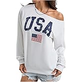 SweatyRocks Women's Y2k Off The Shoulder Long Sleeve Shirts Graphic Oversized Tops Going Out Streetwear