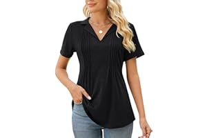 Kistore Womens Short Sleeve Polo T Shirts V Neck Summer Basic Tops Fashion 2025 Business Casual Work Blouse S-XXL
