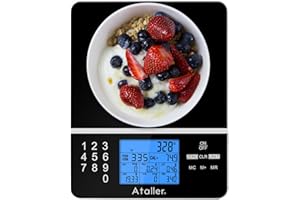 Ataller Food Scale with Nutritional Calculator, Kitchen Diet Scale, Digital Food Calorie Counting Scale for Meal Prep, Kitche