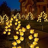 Solar Fall Lights for Thanksgiving Day Decorations Outdoor,2PACK 40LED Artificial Maple Tree for Fall Party Gifts Décor Outside Lights,Solar Thanksgiving Path Lights for Home Fall Autumn Decor Orange