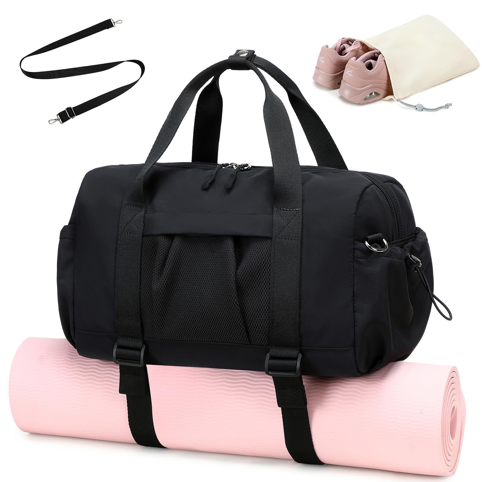 Photo 1 of LEDAOU Small Gym Bag for Women, Mini Duffle Bag with Yoga Mat Holder Lightweight Carry On Sports Bag with Separate Shoe Pocket and Wet Pocket Duffel Bags Dance Yoga Workout Bag