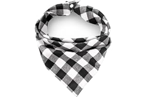ZIRVYIR Christmas Plaid Dog Bandana with Button, Fall Dual Layer Scarf Soft Cotton Triangle Bib Girls and Boys Kerchief Adjustable Accessories for Small Medium Large Extra Large Dog Puppy Pet Cat