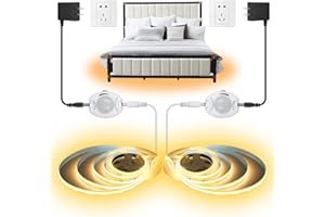 Motion Sensor COB LED Light Strip, 2Pack 6.56Ft/2M Warm White Motion Activated LED Strip Lights for Bedside, 12V Dimmable Und