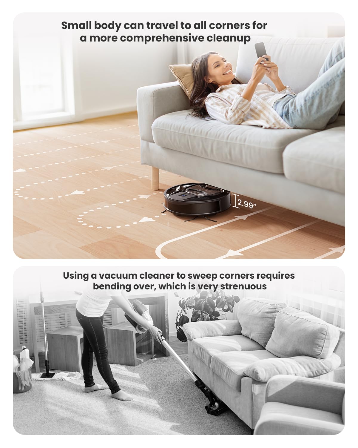 Lefant M320 Robot Vacuum Cleaner, Carpet Detection, 6,000 Pa Suction, Low Noise, 800ml Visible Dustbin, 210 Mins Runtime, Self-Charging, Works with Alexa, Ideal for Hard Floor, Pet Hair, Black - Image 9