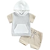 Kayotuas Toddler Baby Boy Summer Clothes Cute Short Sleeve Hooded Tshirt Top and Casual Shorts Set Infant 2 Piece Outfits