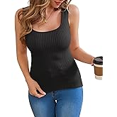 GoMamee Women's 2025 Ribbed Knit Tank Tops Square Neck Sleeveless Summer Casual Basic Tanks Shirts S-XL