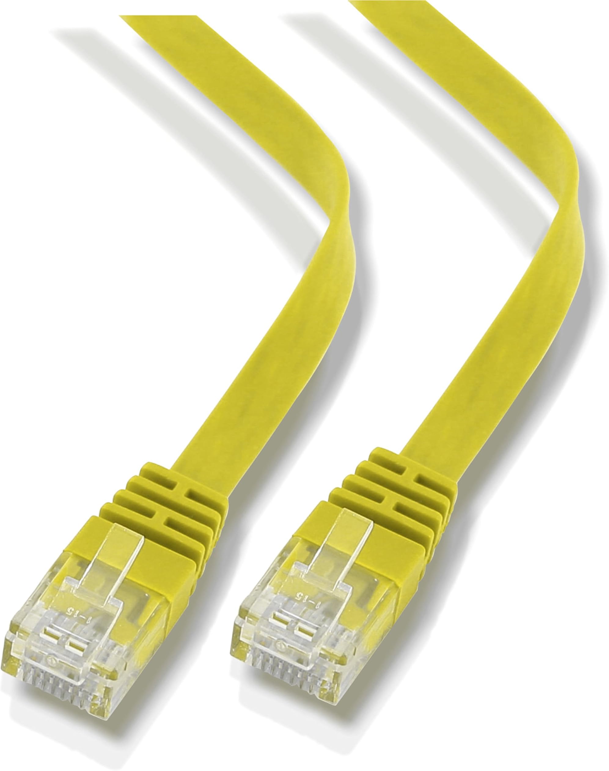 rhinocables Ethernet Flat CAT6 Cable LAN Patch Network Gigabit Thin Internet RJ45 Category 6 Broadband Router Lead Compatible with CAT5 CAT5e for Gaming, Office, Home, PC, Smart TV (5m, Yellow)