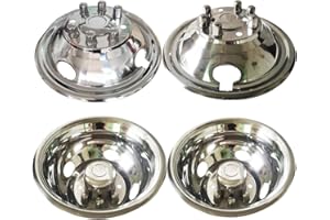 DEEBIOR 4pcs Front Rear Polished Stainless Steel Wheel Simulators for 99-02 F350,16" Dually 8 Lug 4 Hand Hole Bolt On Hub Caps,Nice Looking Skins Liners Wheel Covers for Ford F350 1999 2000 2001 2002 Truck