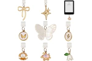 Fyoutt Lot de 8 breloques pour Kindle - Papillon - Étoile - Fleur - Pour liseuse électronique - Compatible avec port de charg