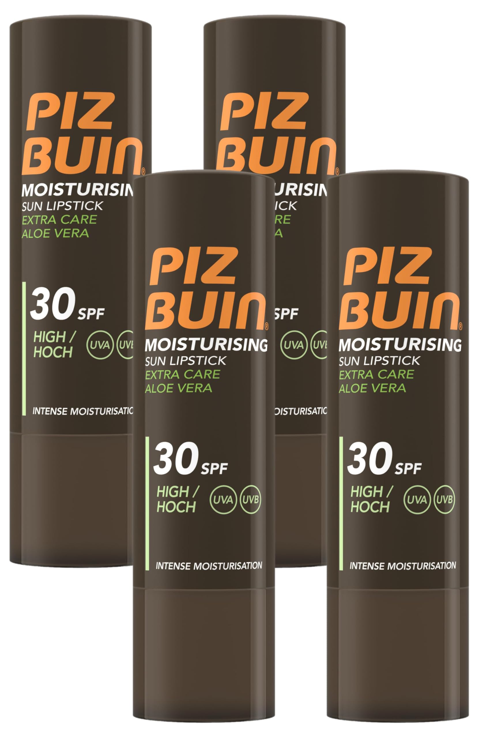 Piz Buin Moisturising Sun Lipstick SPF 30, 4.9g (Pack of 4)