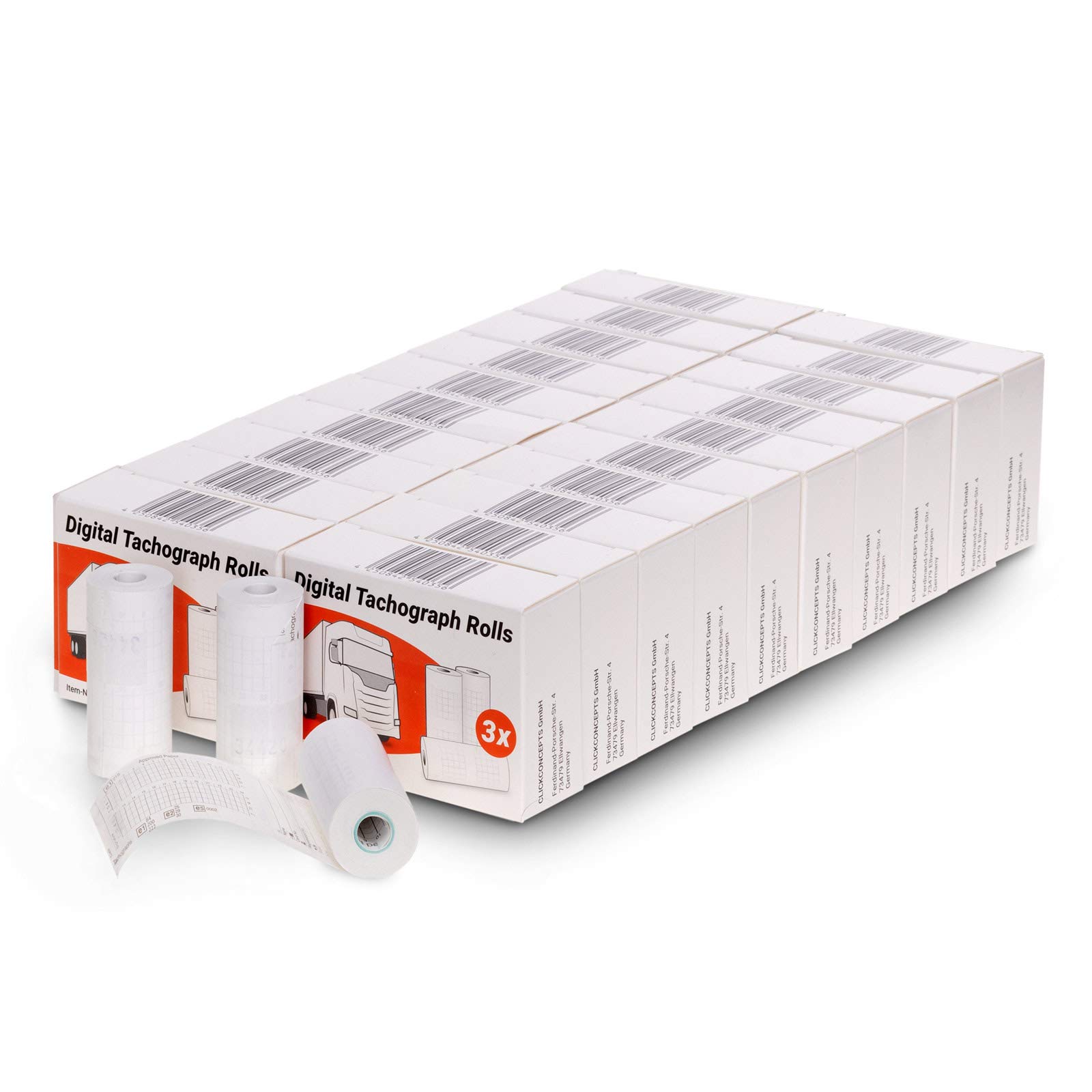 Tachograph Rolls [8 m], Thermal Paper 57/28/7, Speedometer Rolls Lorry – Pack of 60