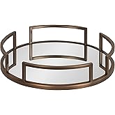 Kate and Laurel Gohana Modern Mirrored Tray; 16 Inch Diameter; Bronze; Decorative Round Mirror Tray for Storage and Display