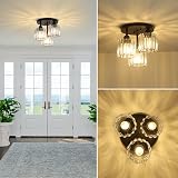Rayofly 3-Light Modern Crystal Chandeliers Black Semi Flush Ceiling Light view 2
