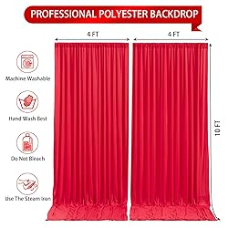 Red Backdrop Curtains 2 Panels-Wrinkle-Free