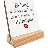 Kunlisa Principal Gifts Wood Plaque Sign,Assistant Principal Office Decor, Behind a Great School is an Awesome Principal Wood Plaque Sign