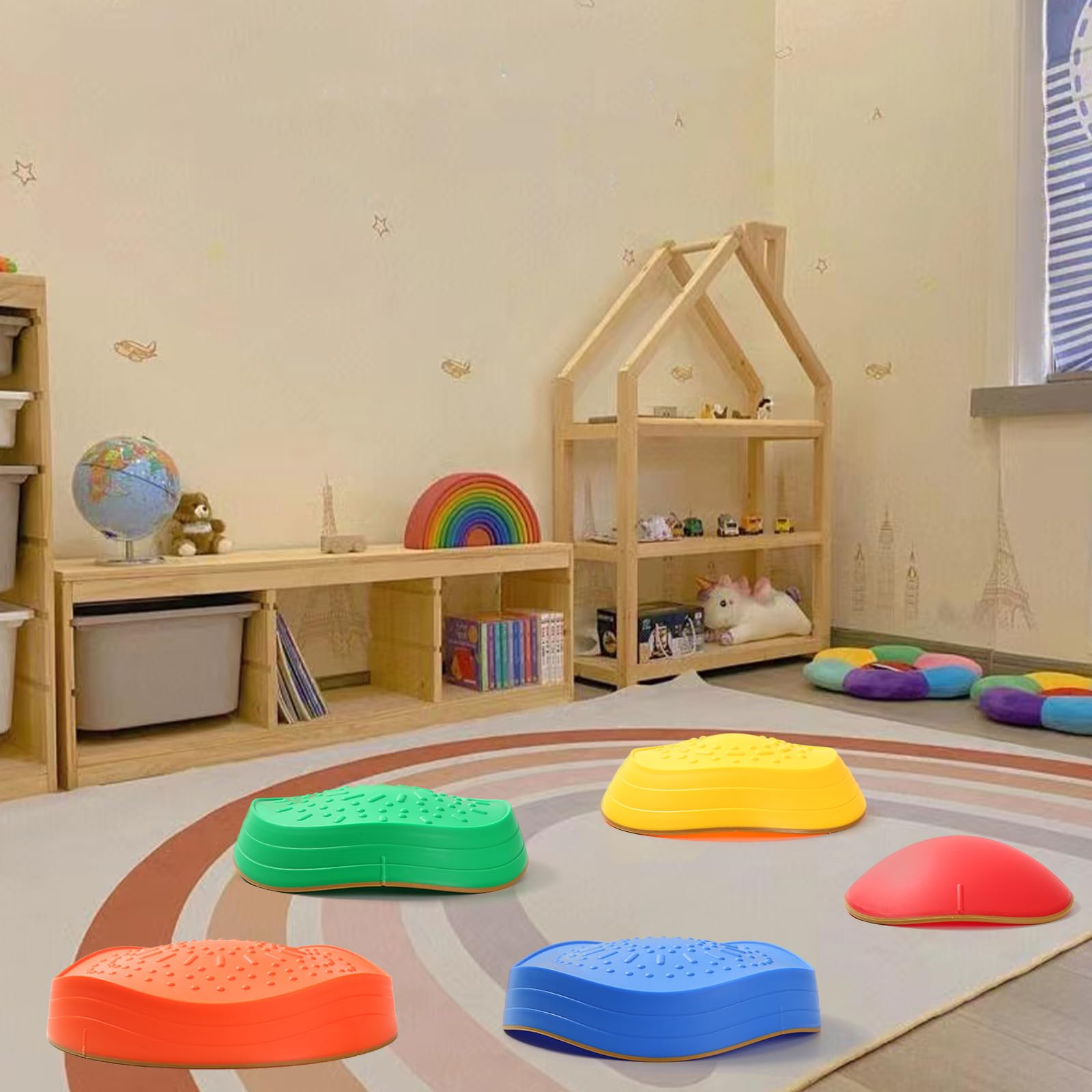Fanboxk Stepping Stones for Kids,Non-Slip Toddlers Stepping Stones for Promoting Children's Balance Coordination Skills,Obstacle Courses Sensory Toys Outdoor or Indoor Play for Kids 3-8