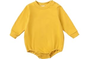 OPAWO Baby Sweatshirt Romper Onesie Newborn Girl Boy Bubble Romper Infant Crewneck Oversized Sweater Bodysuit Clothes Outfits