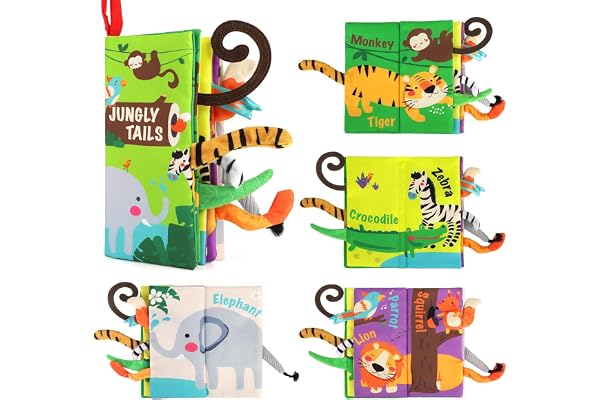 beiens Baby Books Toys, Touch and Feel Crinkle Cloth Book for Infant Baby 0-3-6-12-18 Months, Early Development Interactive Stroller Soft Toys, Newborn Gifts for Boys Girls