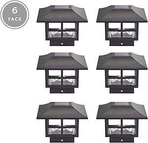 NOMA Solar Post Lights | Waterproof Outdoor Cap Lights for 4 x 4 Wooden or Vinyl Posts, Deck, Patio, Garden, Décor or Fence | White LED Lights, 6-Pack