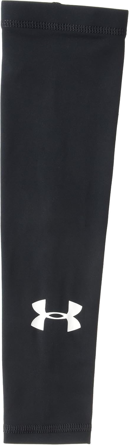 Under Armour Boys' Performance HeatGear Arm Sleeve, Black (001)/White, One Size Fits All: Clothing
