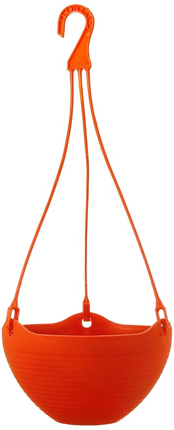 GARDENS NEED 100% Virgin Plastic Bell Pot | Set of 4 Hanging Planter, (20cm x 20cm x 22cm, Red)