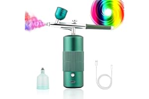 LIARTY Airbrush Kit Machine with Compressor, Rechargeable Handheld Airbrush, Professional Cordless Air Brush Portable Wireless for Nail Art, Makeup, Barber, Cake Decor, Painting (Green)