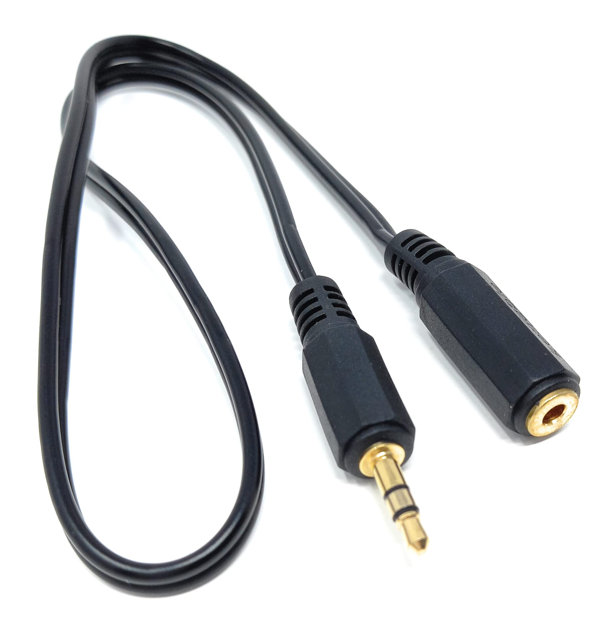 DRUT 50cm 3.5mm to 3.5mm Stereo Audio Extension Cable Lead Male to Female Gold Connectors 1.6ft Black