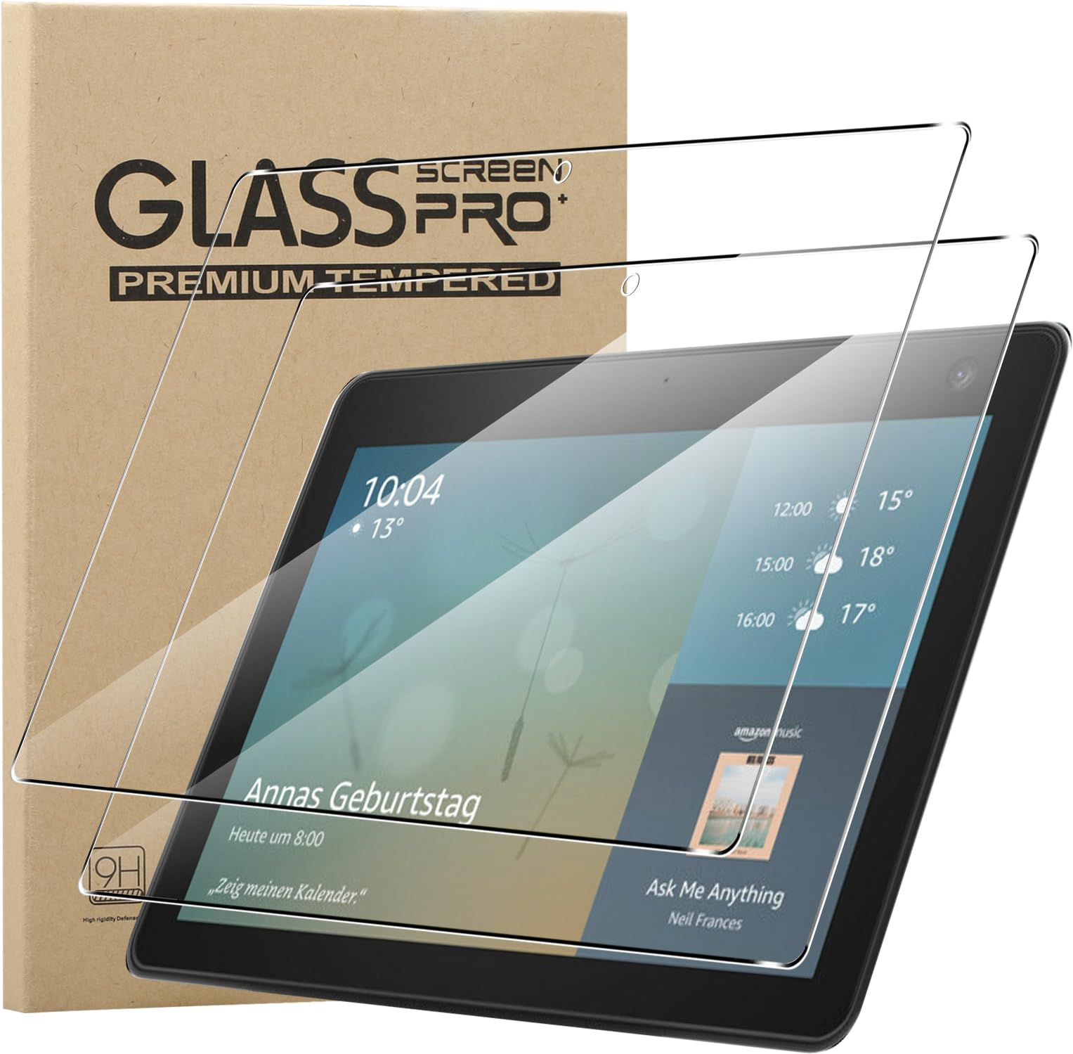 KZIOACSH Screen Protector for Echo Show 10 (Newest gen)/Echo Show 10 3rd GEN 2023 10.1 Inch, 2 Pack HD Clear Anti-Scratch Screen Film Cover High Hardness Anti-Fingerprint Case-Friendly Tempered Glass