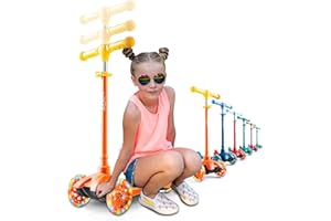 KICKSY WHEELS Kicksy - Kids Scooter - Toddler Scooter for Kids 2-5 Adjustable Height - 3 Wheel Scooter for Kids Ages 3-5 Boys & Girls - Kids Three Wheel Scooter with Light Up LED Wheels