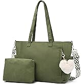 Makukke Corduroy Tote Bag, Large Shoulder Handbag with Pouch, Crossbody Bag for Work Travel Shopping