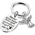 Hotop Sweet Guardian Angel Keychain New Driver Key Ring Gift Never Drive Faster Than Your Angel Can Fly Keychain Charm for Women Girls