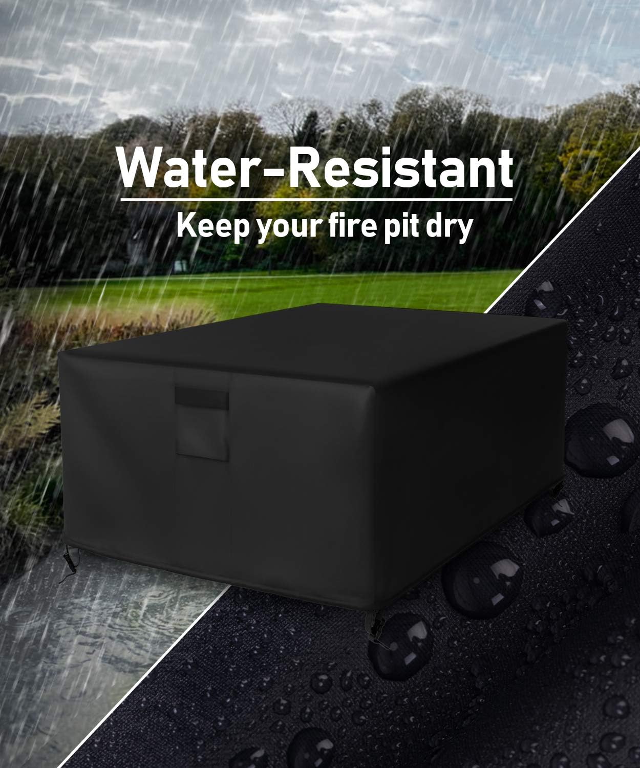 SHINESTAR 56 Inch Rectangular Fire Pit Cover for Outdoor Gas Fire Pit Table, Waterproof & Thichened PVC Material - 56 L x 38 W x 22 H, Black: Kitchen & Dining