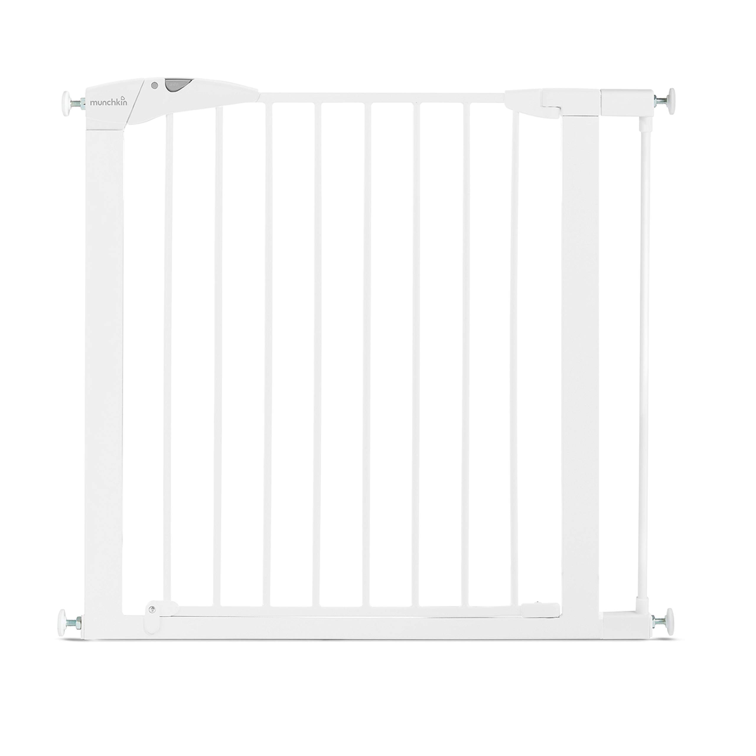 Munchkin Maxi Secure Pressure Fit Gate for Toddlers, Babies & Dogs - Safety Gate for Stairs & Doorways, Easy Install No-Screws,Bundle of Gate and 7cm extension 76-89cm, White