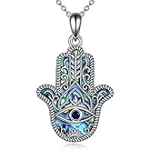 VONALA Hamsa Hand Necklace 925 Sterling Silver Daisy/Evil Eye/Star Of David/Chai Pendant Necklace Good Luck Jewelry Gifts For Women Men